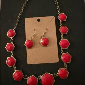 Red and Gold Hexagon Jewelry Set